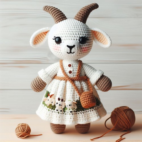 Crochet Doll In Goat Dress Amigurumi Pattern Free
