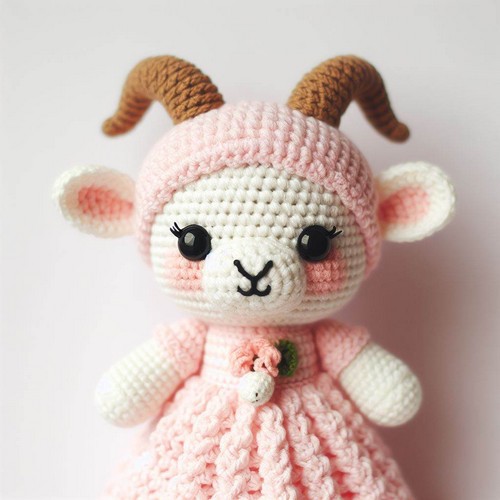 Crochet Doll In Goat Dress Amigurumi Pattern