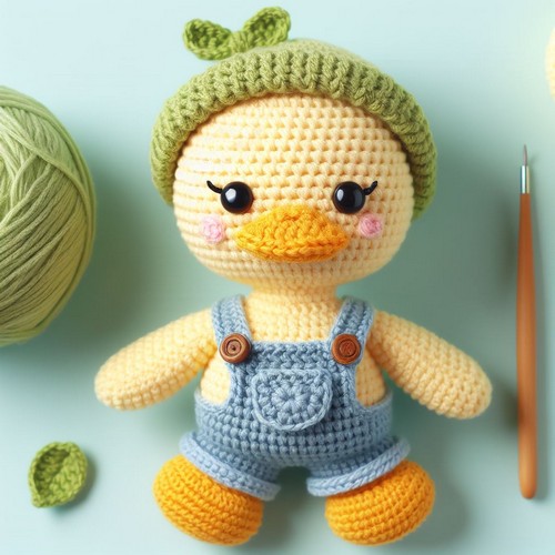 Crochet Duck with Overalls Amigurumi Pattern Free
