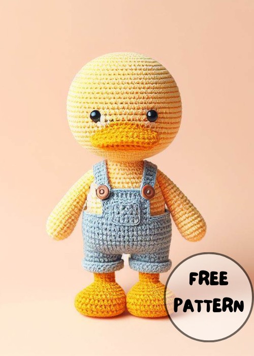 Crochet Duck with Overalls Amigurumi Pattern