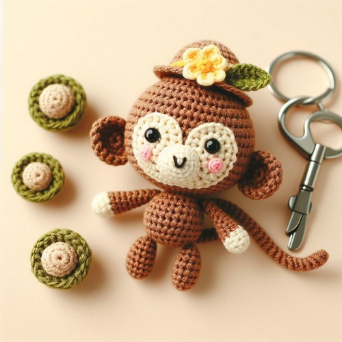 Crochet Little Monkey Keychain Amigurumi