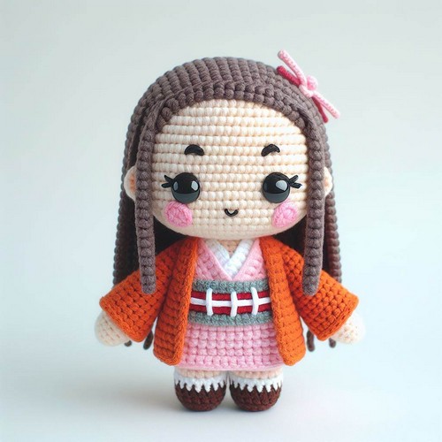 Crochet Nezuko Doll Amigurumi Pattern