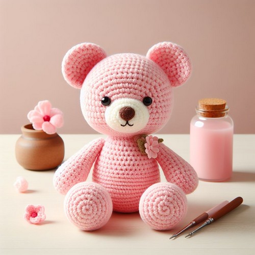 Crochet Pink Plush Bear Amigurumi Pattern Free