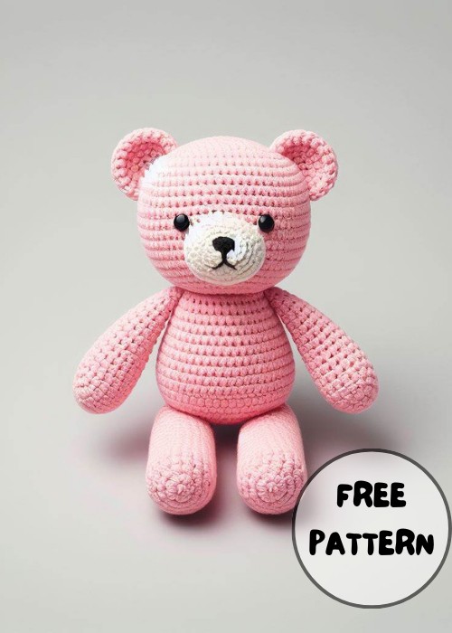 Crochet Pink Plush Bear Amigurumi Pattern