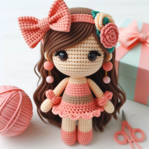 Crochet Ribbon Girl Doll Amigurumi Pattern