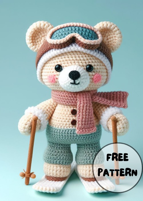 Crochet Skier Bear Nino Amigurumi Pattern Free