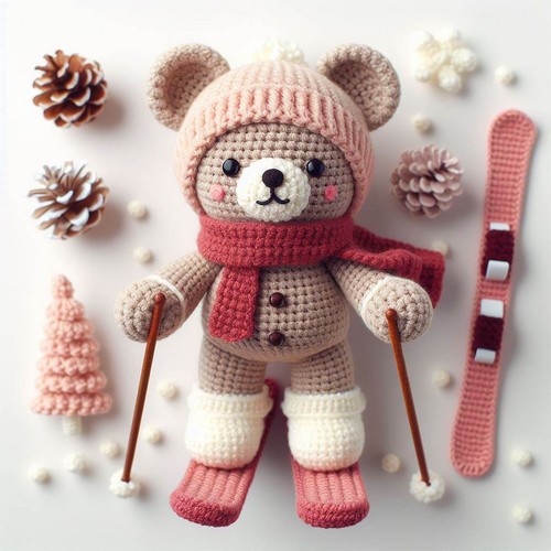Crochet Skier Bear Nino Amigurumi Pattern
