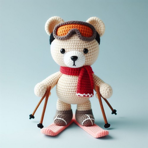 Crochet Skier Bear Nino Amigurumi