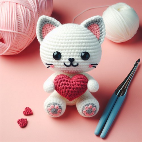 Free Crochet Cat with Heart Amigurumi Pattern