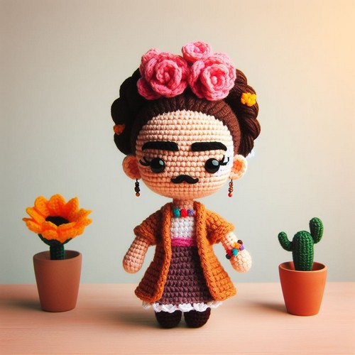 Free Crochet Doll Frida Kahlo Amigurumi Pattern