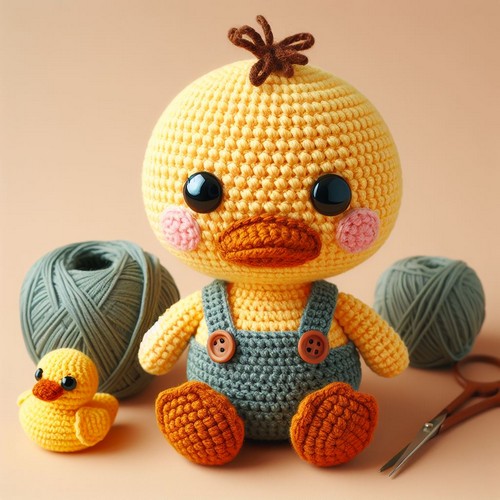 Free Crochet Duck with Overalls Amigurumi Pattern