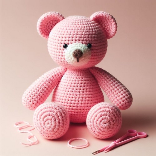 Free Crochet Pink Plush Bear Amigurumi Pattern