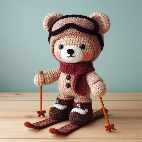 Free Crochet Skier Bear Nino Amigurumi Pattern