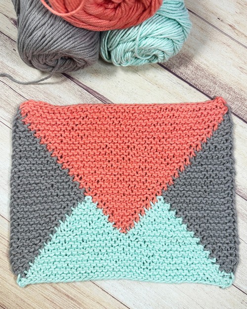 Color Block Intarsia Dishcloth Knit Pattern