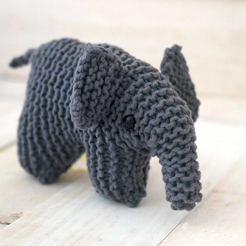 Flat Knit Plush Elephant Pattern