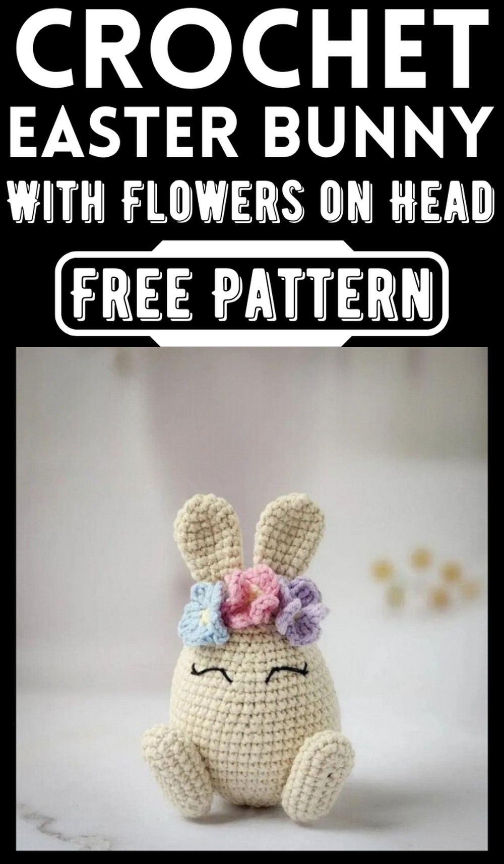 Free Crochet Easter Bunny With Flowers on Head Pattern
