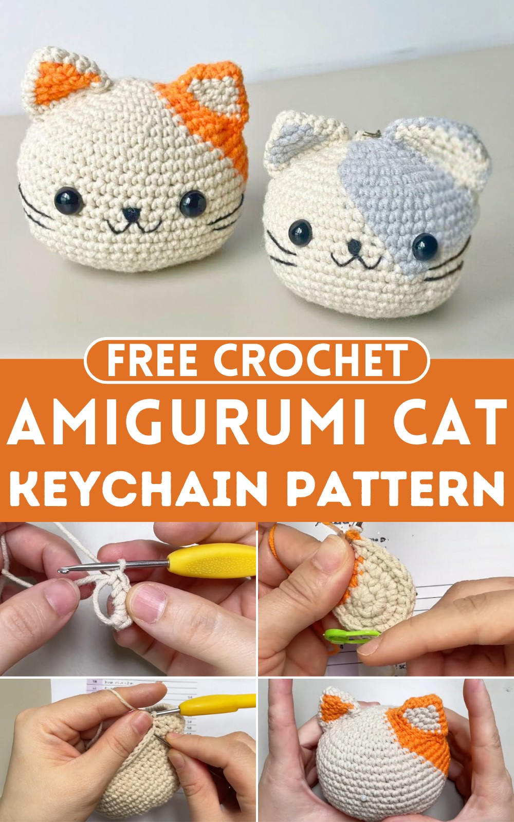 Crochet Amigurumi Cat Keychain Pattern