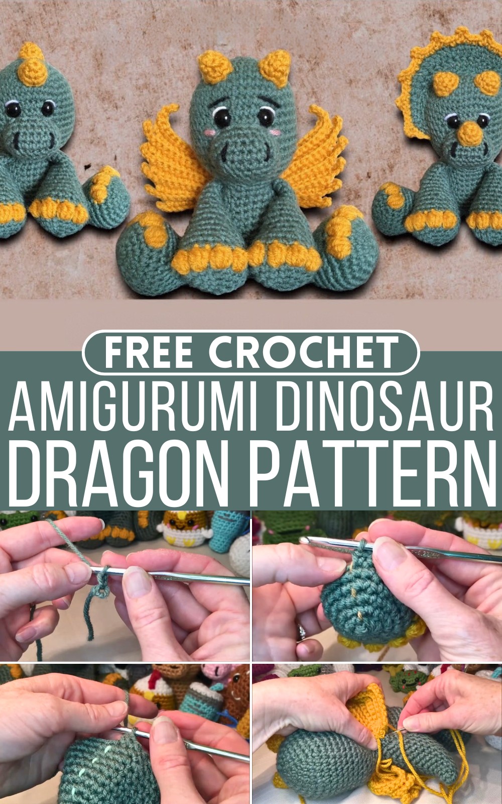 Crochet Amigurumi Dinosaur Dragon Pattern