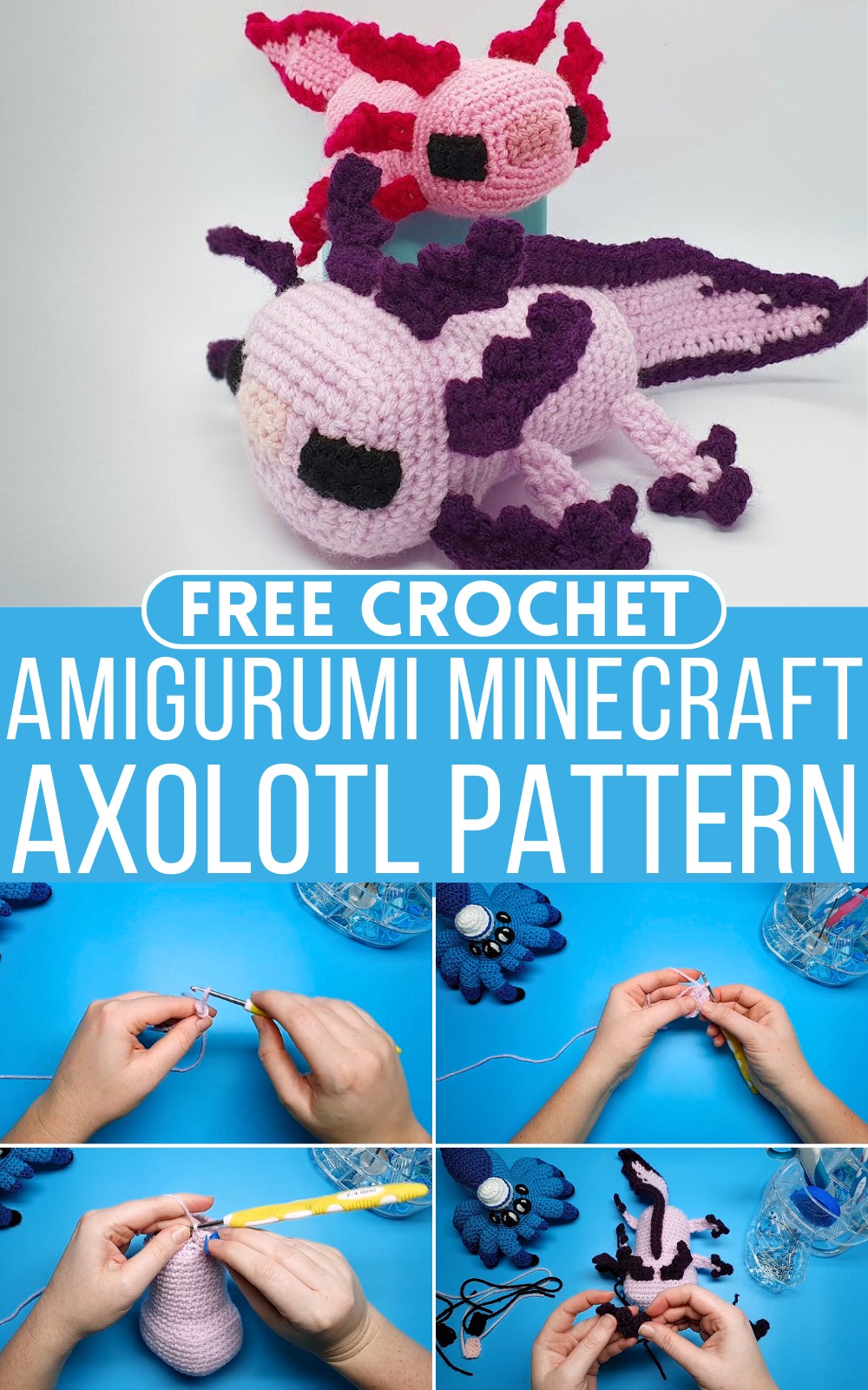 Crochet Amigurumi Minecraft Axolotl Pattern