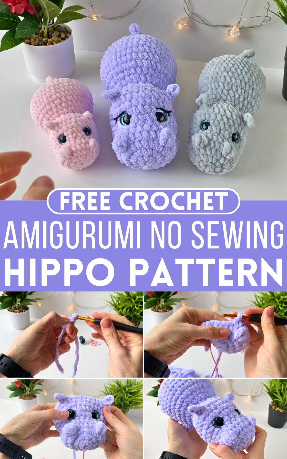 Crochet Amigurumi No Sewing Hippo Pattern