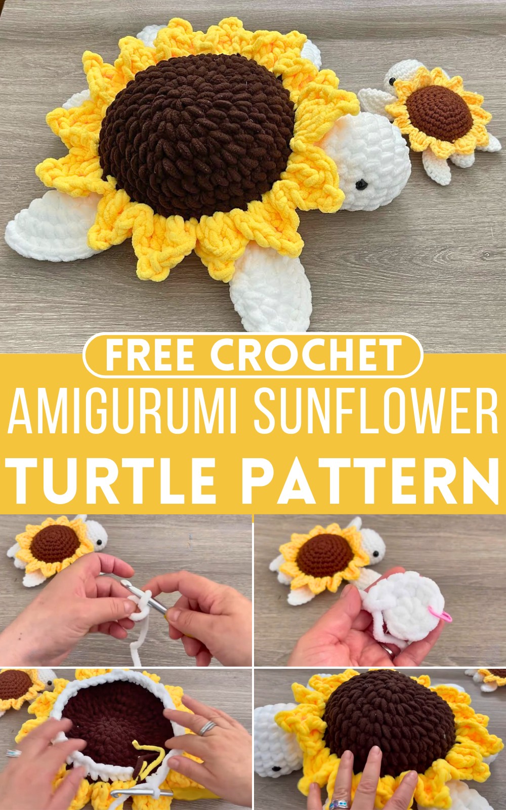 Crochet Amigurumi Sunflower Turtle Pattern