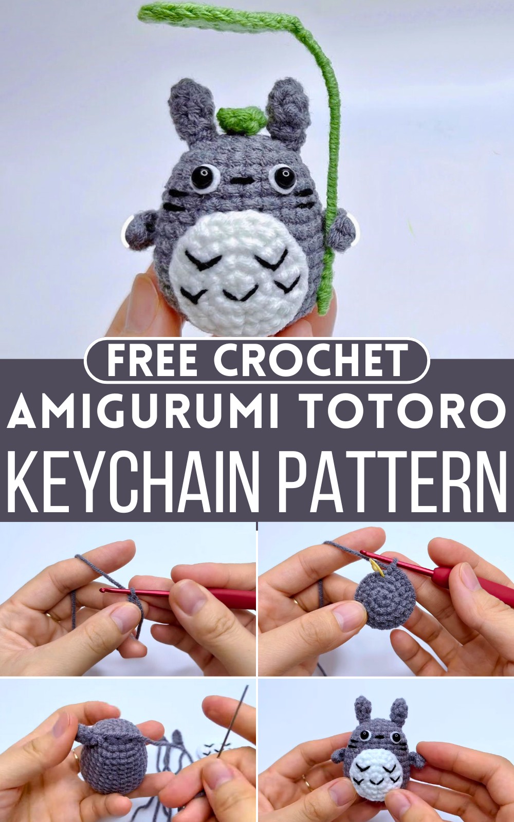 Crochet Amigurumi Totoro Keychain Pattern