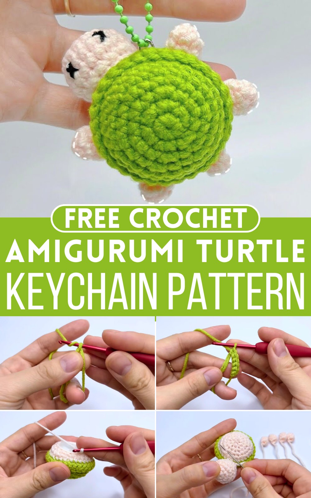 Crochet Amigurumi Turtle Keychain Pattern