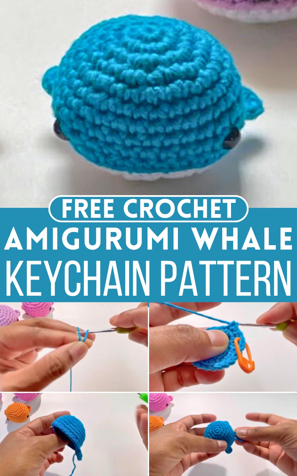 Crochet Amigurumi Whale Keychain Pattern