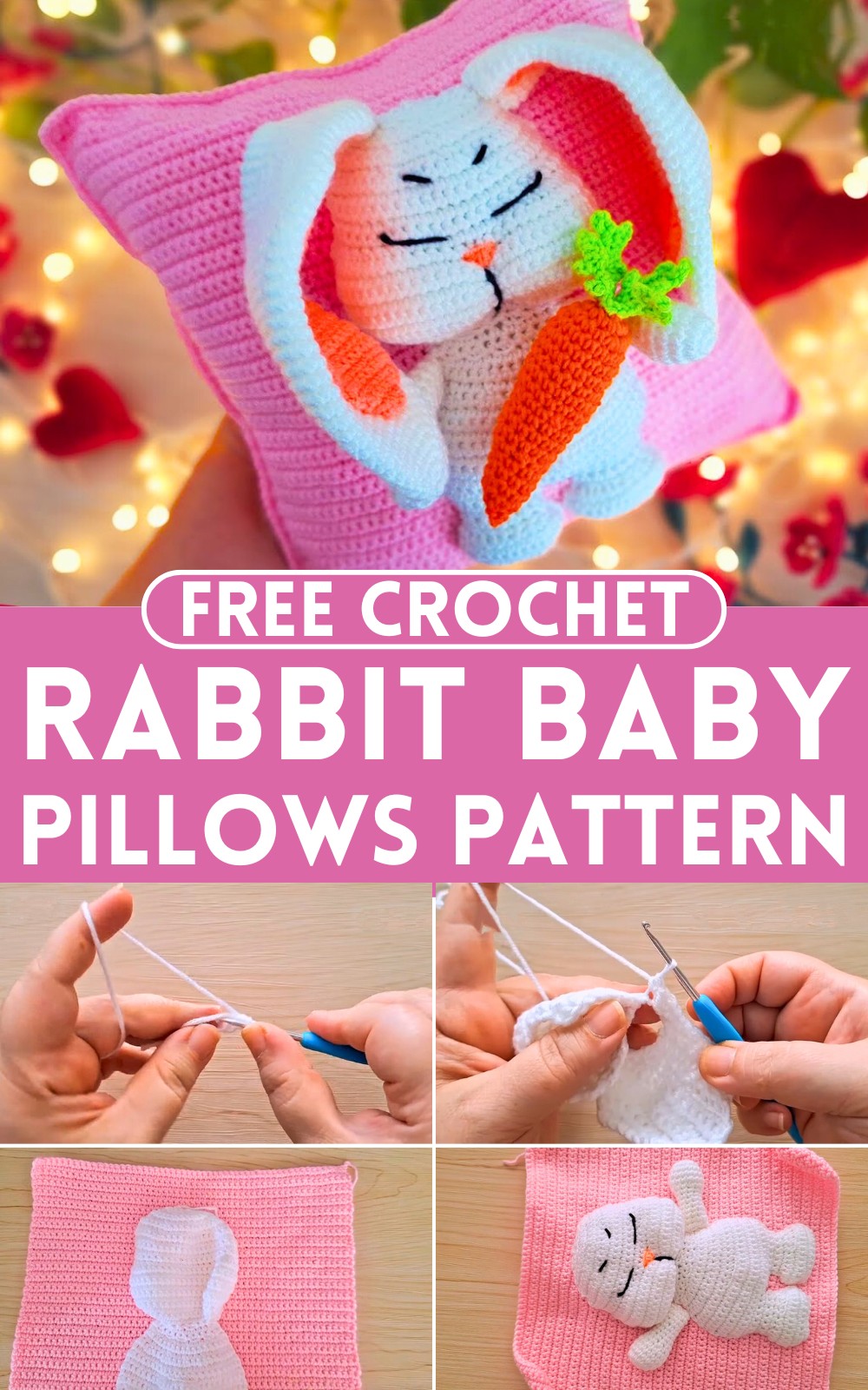 Crochet Rabbit Baby Pillows Pattern