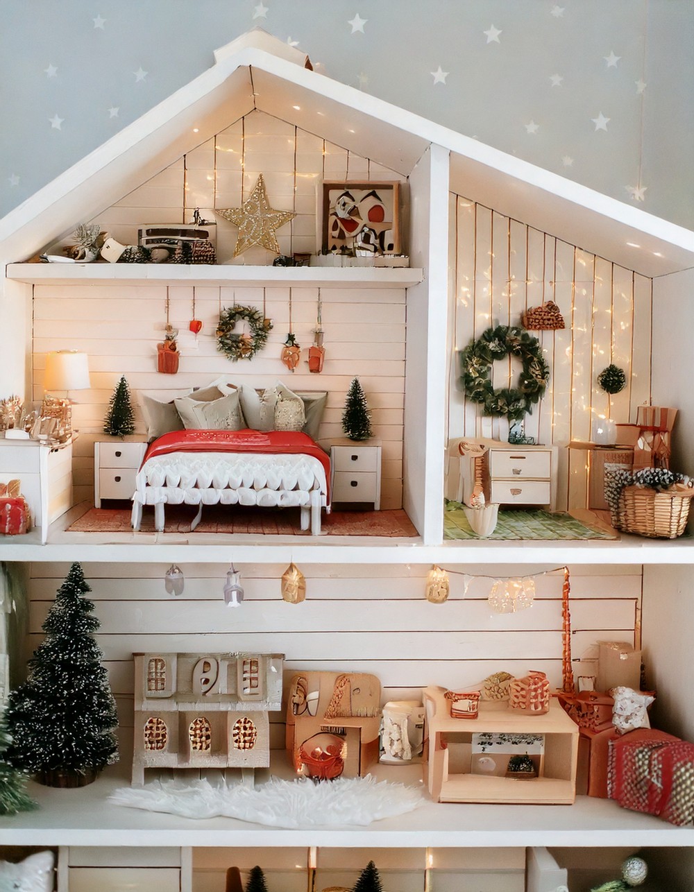 Decorated For Christmas Family Home Dollhouse Makeover