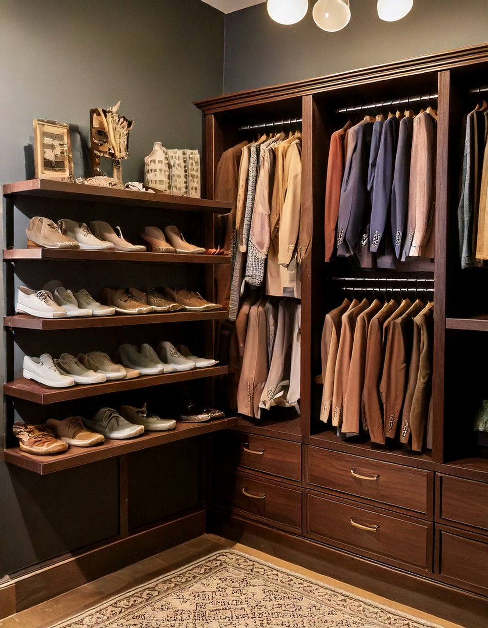 Luxurious Dark Walk In Wardrobe