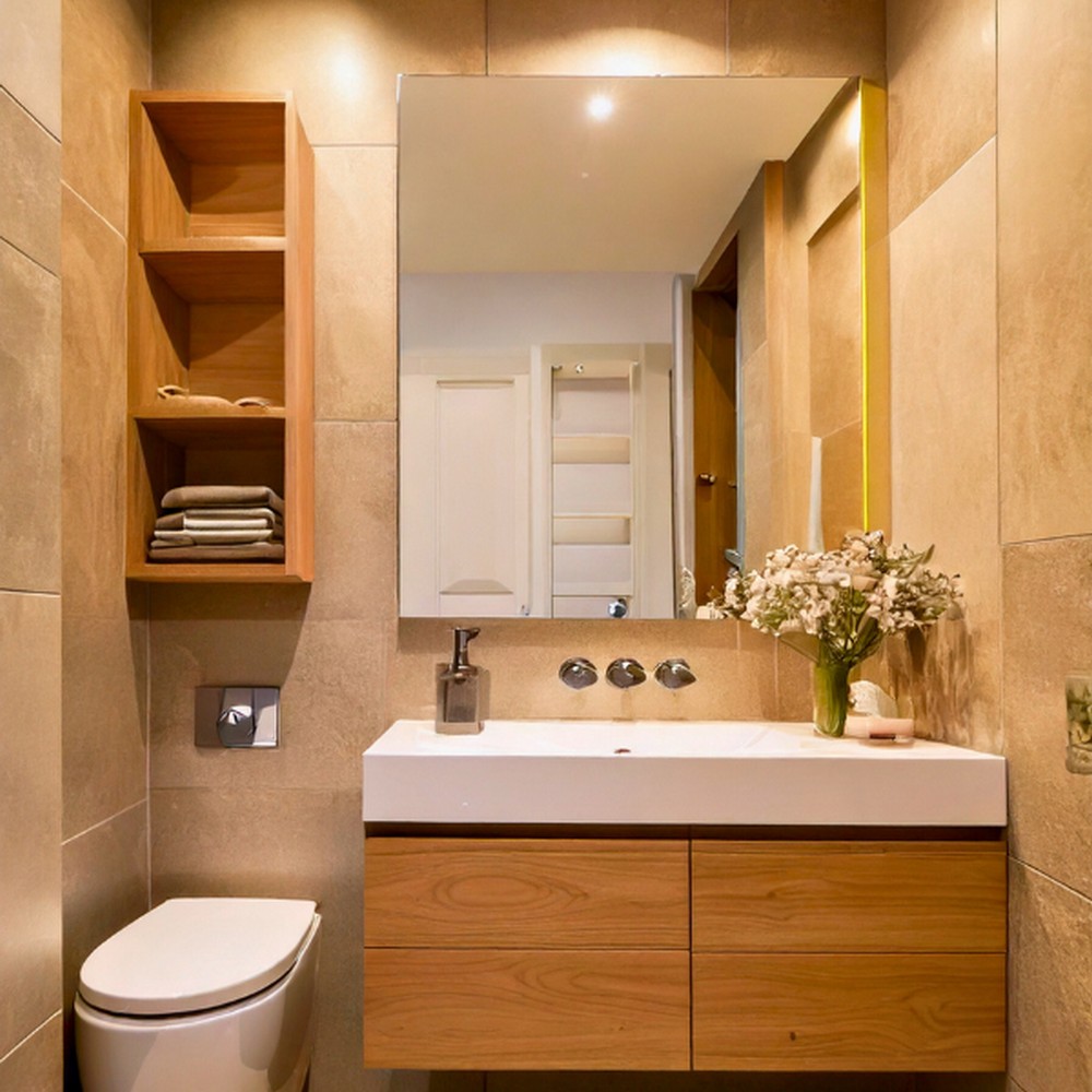 Serene Small Beige Bathroom Ideas - The Crafts