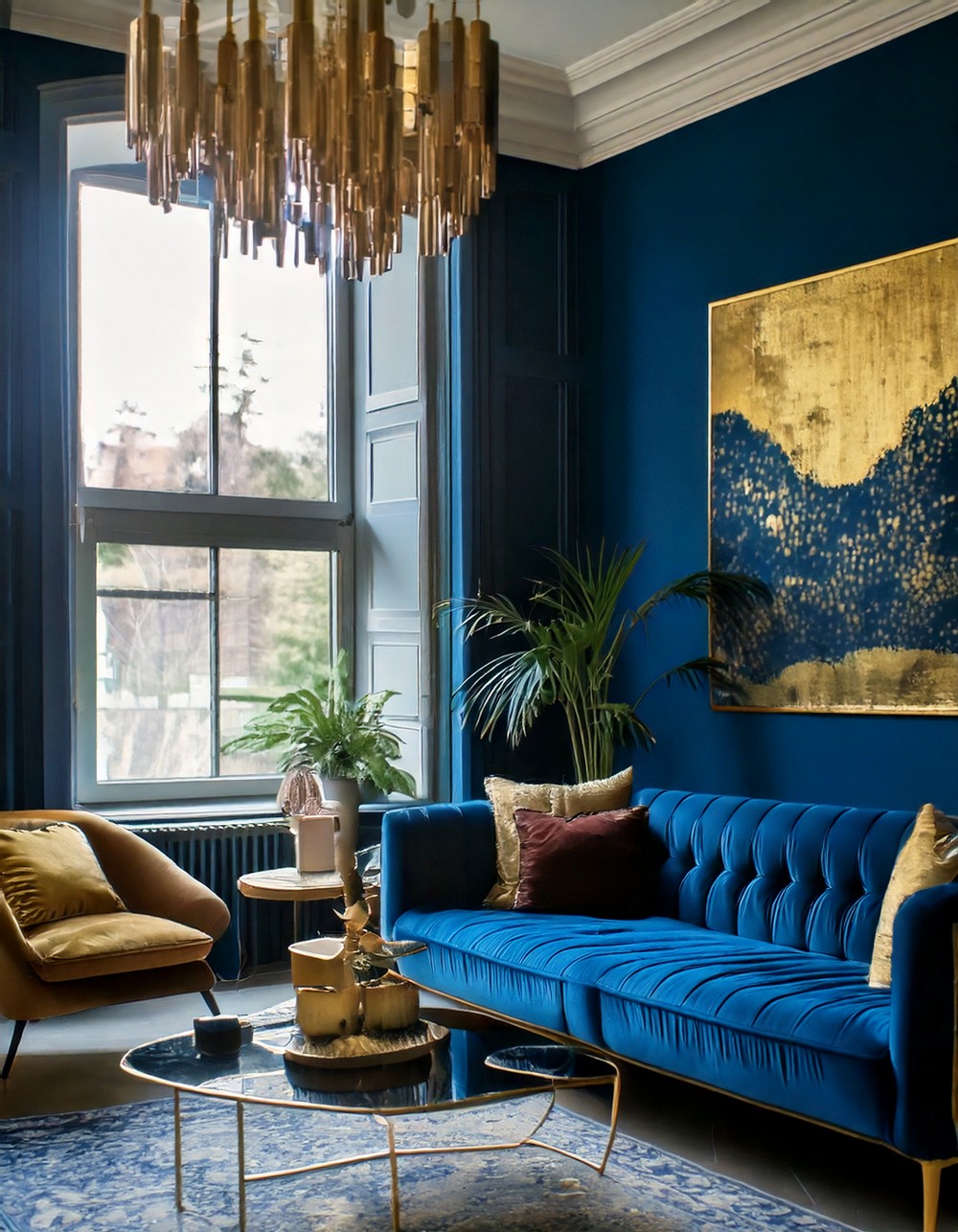 Sleek Elegance in Blue and Gold